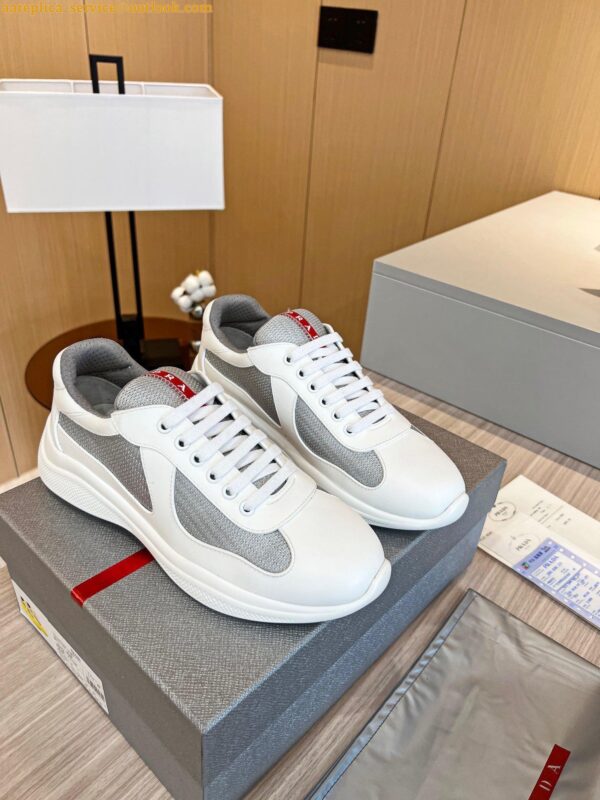 Replica Prada America's Cup Sneakers in White Rubber and Bike Fabric 10