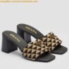 Replica Prada Heeled Slide Sandals 65mm In Black Nappa Leather 2