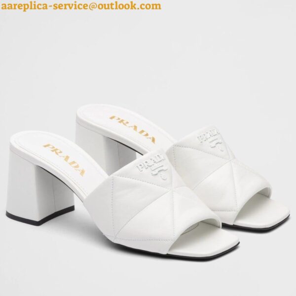 Replica Prada Heeled Slide Sandals 65mm In White Nappa Leather 3