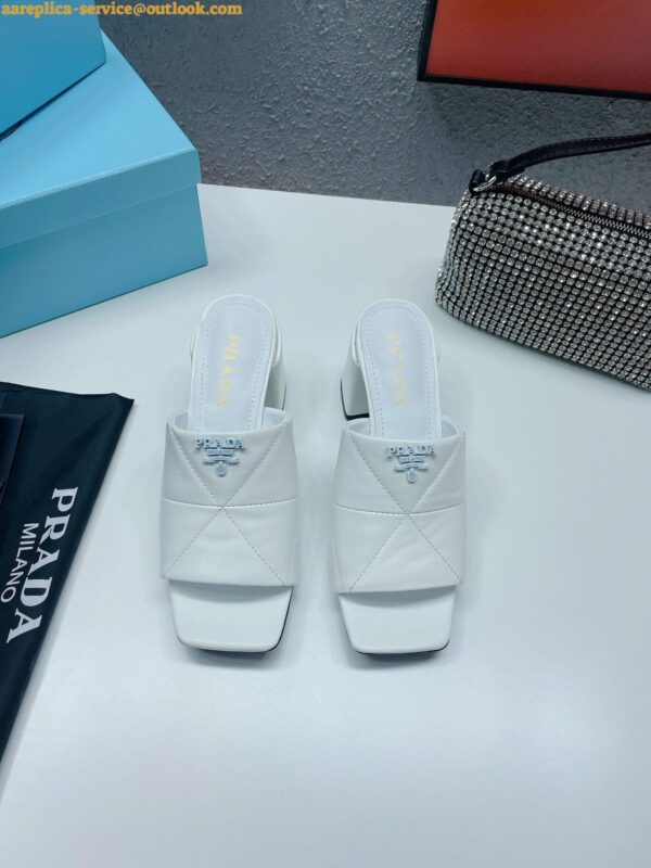 Replica Prada Heeled Slide Sandals 65mm In White Nappa Leather 6