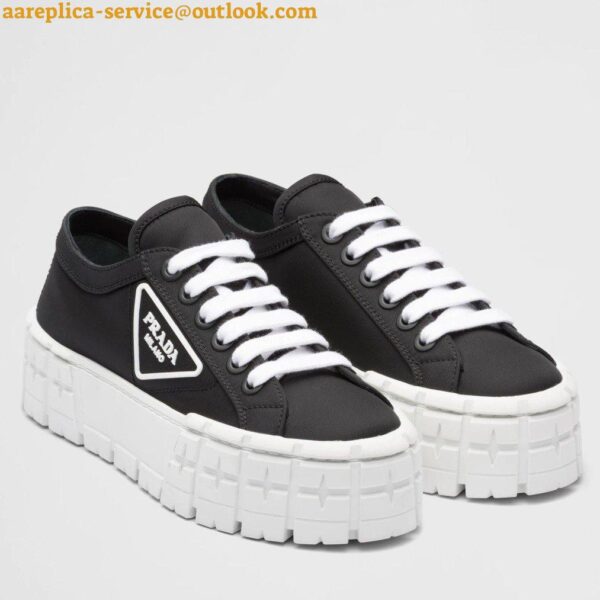 Replica Prada Double Wheel Sneakers In Black Nylon Gabardine 3