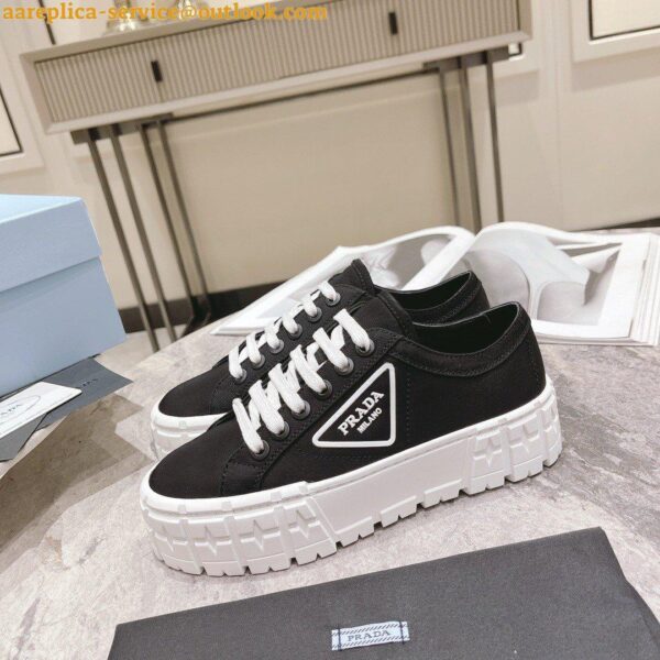 Replica Prada Double Wheel Sneakers In Black Nylon Gabardine 10