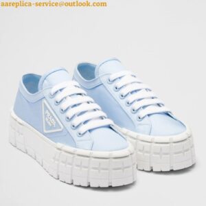 Replica Prada Double Wheel Sneakers In Blue Nylon Gabardine 2