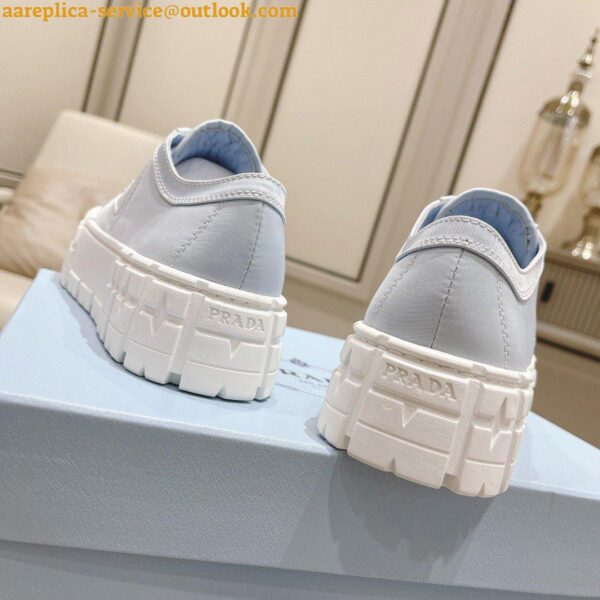 Replica Prada Double Wheel Sneakers In Blue Nylon Gabardine 5