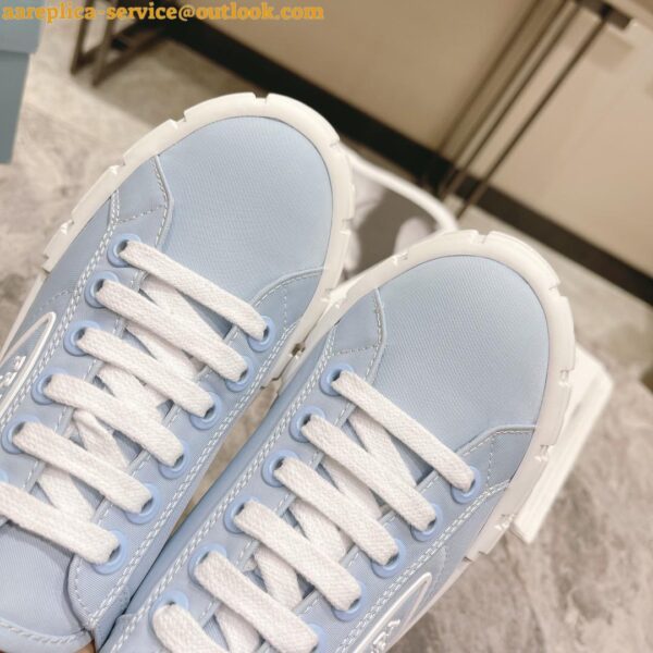 Replica Prada Double Wheel Sneakers In Blue Nylon Gabardine 7