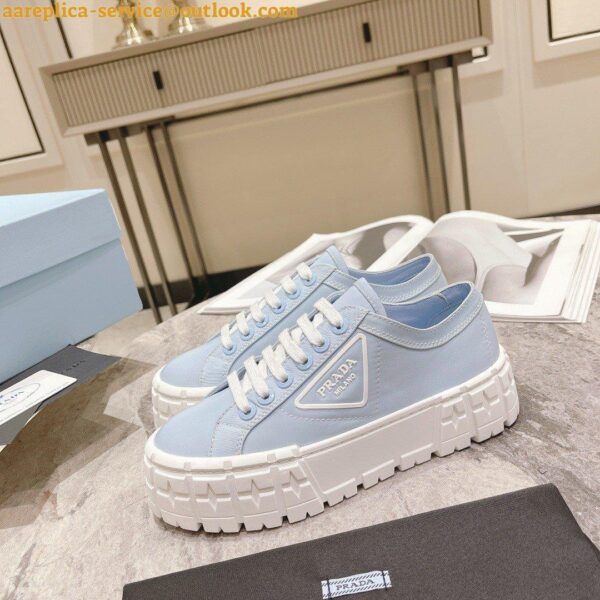 Replica Prada Double Wheel Sneakers In Blue Nylon Gabardine 9