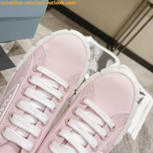 Replica Prada Double Wheel Sneakers In Pink Nylon Gabardine 5