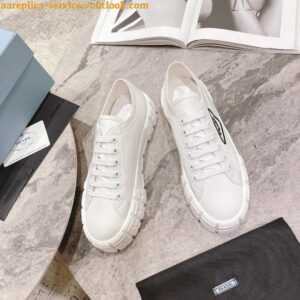 Replica Prada Double Wheel Sneakers In White Nylon Gabardine