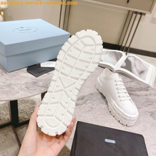 Replica Prada Double Wheel Sneakers In White Nylon Gabardine 5