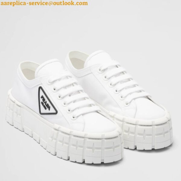 Replica Prada Double Wheel Sneakers In White Nylon Gabardine 6