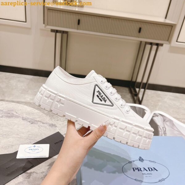 Replica Prada Double Wheel Sneakers In White Nylon Gabardine 7