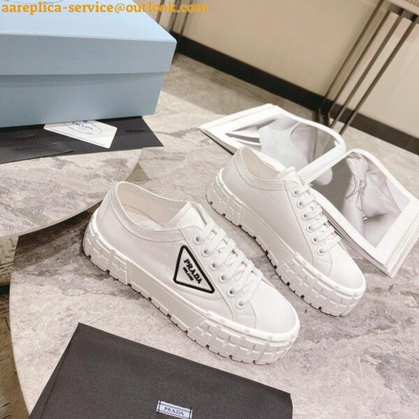 Replica Prada Double Wheel Sneakers In White Nylon Gabardine 9