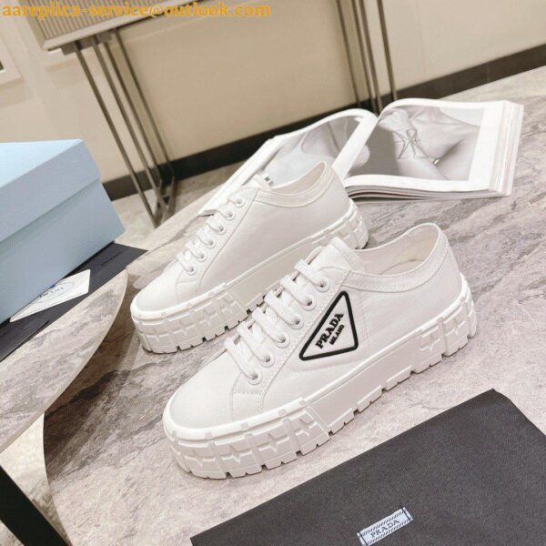 Replica Prada Double Wheel Sneakers In White Nylon Gabardine 11