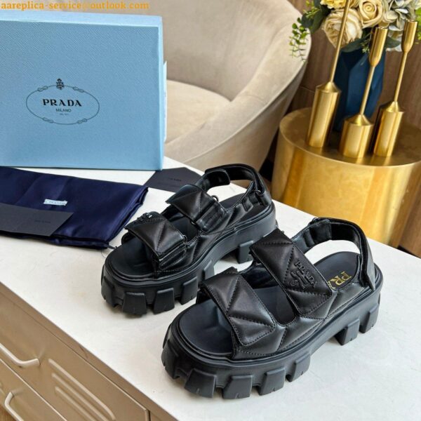 Replica Prada Monolith Flatform Sandals in Black Nappa Leather 4