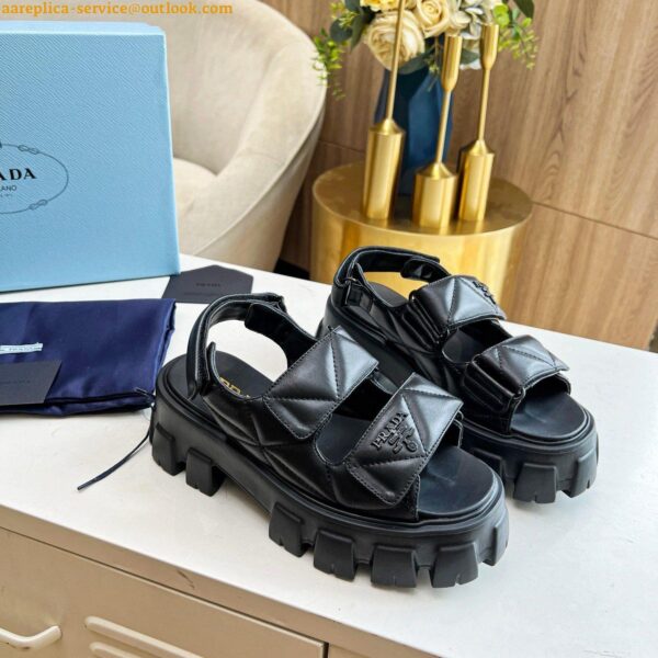 Replica Prada Monolith Flatform Sandals in Black Nappa Leather 7