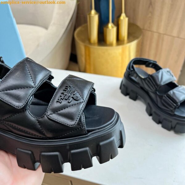 Replica Prada Monolith Flatform Sandals in Black Nappa Leather 9