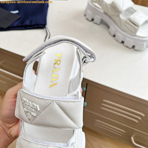 Replica Prada Monolith Flatform Sandals in White Nappa Leather 7