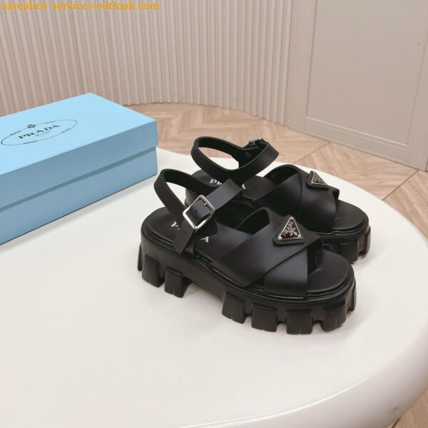 Replica Prada Monolith Padded Sandals In Black Nappa Leather 5