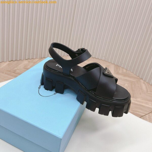 Replica Prada Monolith Padded Sandals In Black Nappa Leather 6