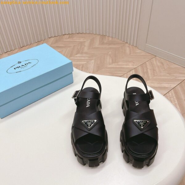 Replica Prada Monolith Padded Sandals In Black Nappa Leather 7