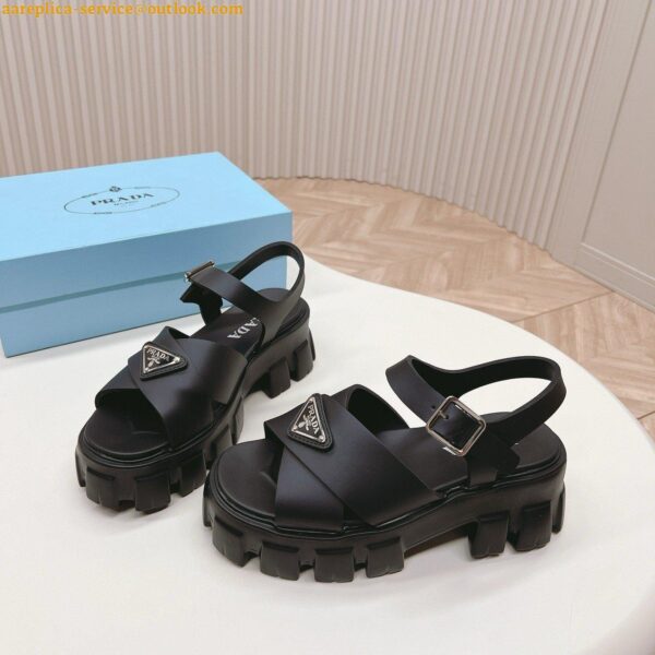 Replica Prada Monolith Padded Sandals In Black Nappa Leather 11