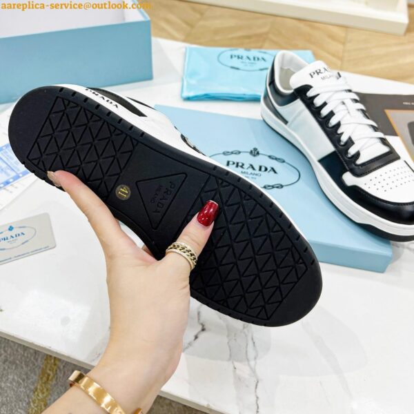 Replica Prada Downtown Sneakers in White and Black Calfskin 9