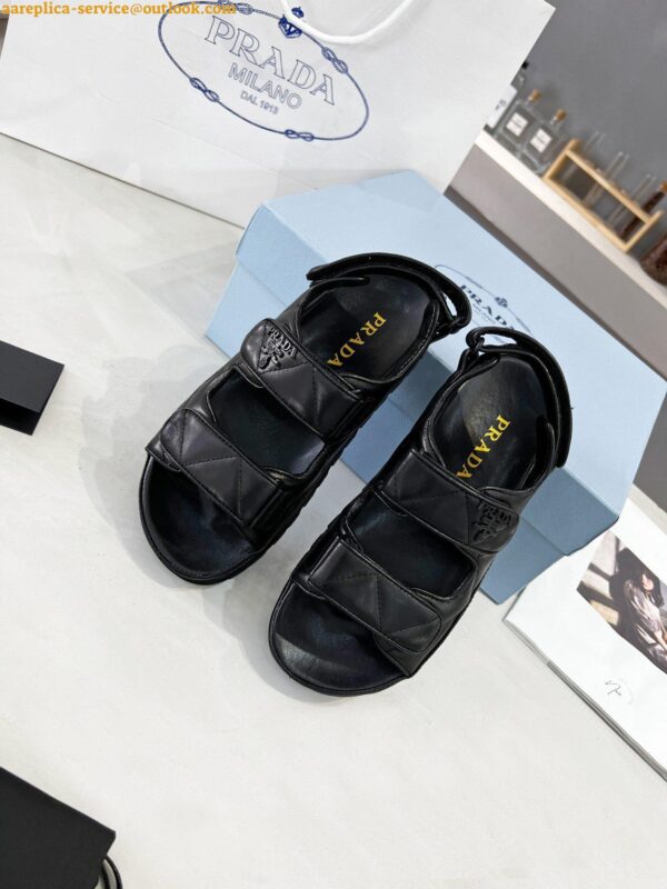 Replica Prada Monolith Padded Sandals In Black Nappa Leather 15