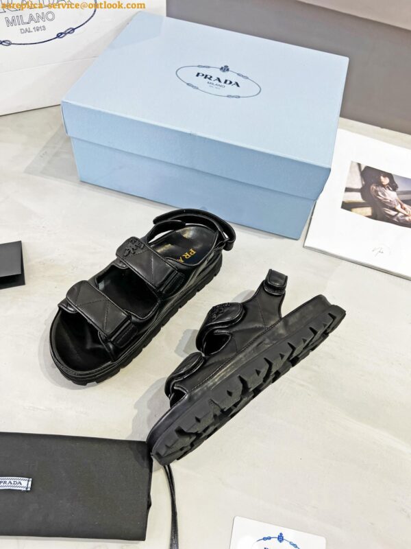 Replica Prada Monolith Padded Sandals In Black Nappa Leather 17