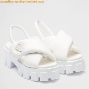 Replica Prada Monolith Padded Sandals In White Nappa Leather