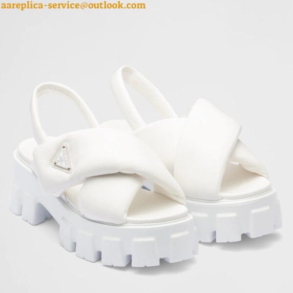 Replica Prada Monolith Padded Sandals In White Nappa Leather 3