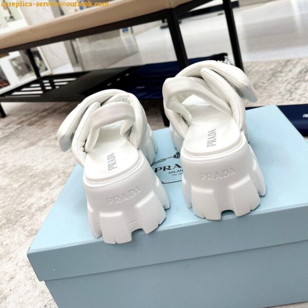 Replica Prada Monolith Padded Sandals In White Nappa Leather 7