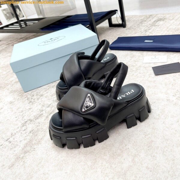 Replica Prada Monolith Padded Sandals In Black Nappa Leather 26