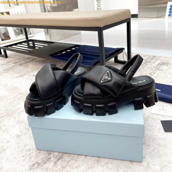 Replica Prada Monolith Padded Sandals In Black Nappa Leather 27