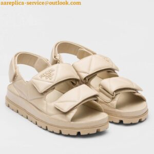 Replica Prada Padded Sandals In Beige Nappa Leather