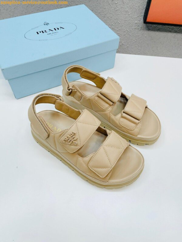 Replica Prada Padded Sandals In Beige Nappa Leather 5