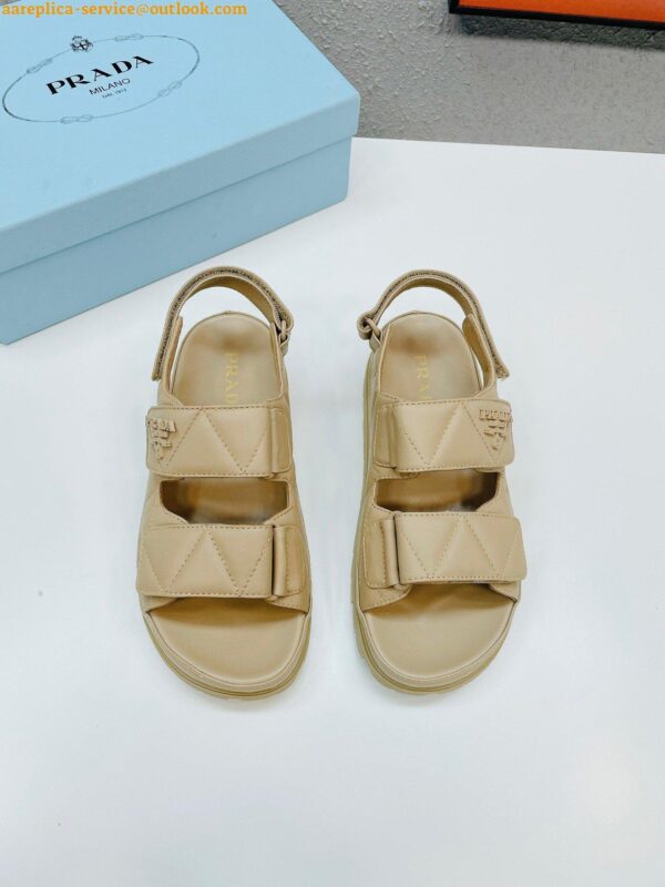 Replica Prada Padded Sandals In Beige Nappa Leather 6