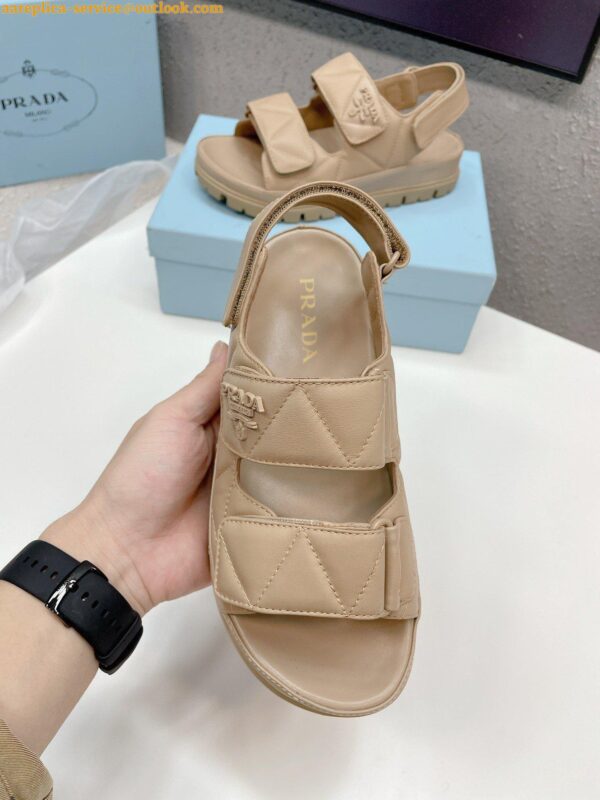 Replica Prada Padded Sandals In Beige Nappa Leather 8