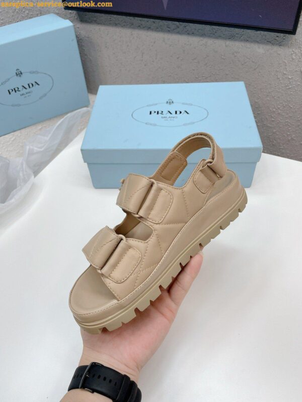 Replica Prada Padded Sandals In Beige Nappa Leather 9