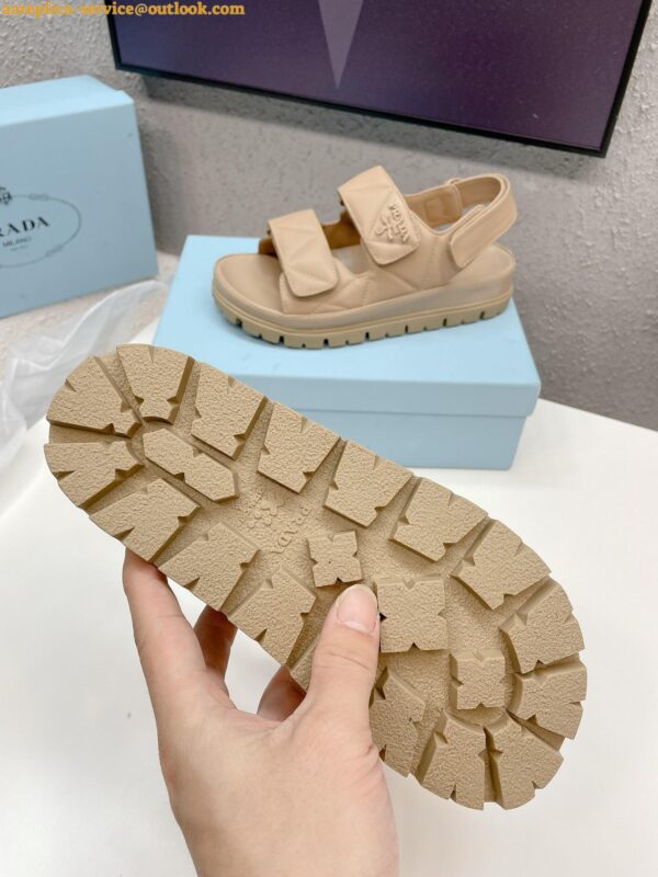 Replica Prada Padded Sandals In Beige Nappa Leather 12