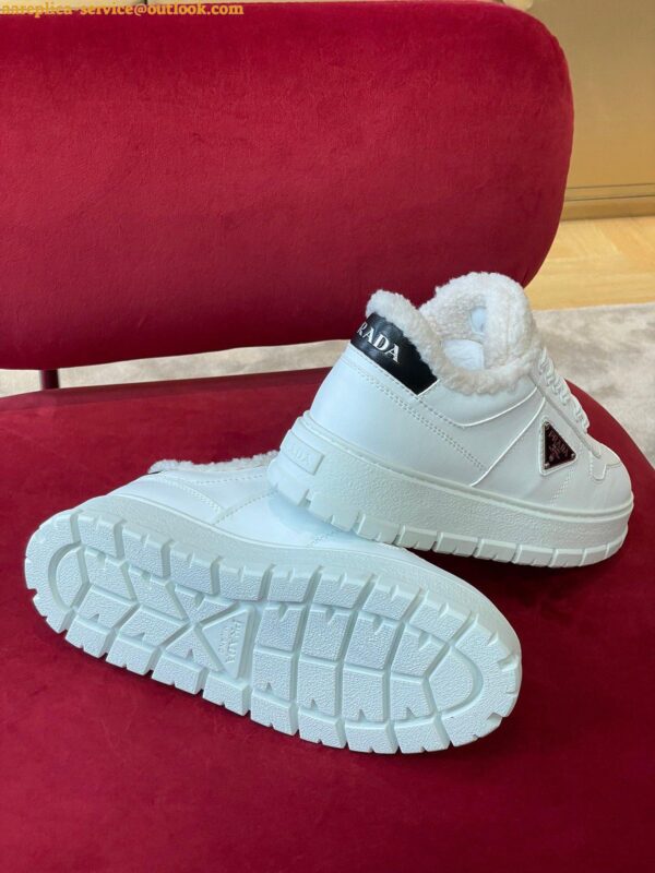 Replica Prada Women's Low-top Sneakers in Leather and Shearling 12