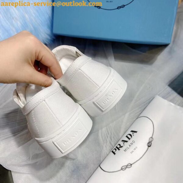 Replica Prada Women's Low-top Sneakers In White Gabardine Fabric 3