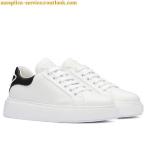 Replica Prada Women's Macro Sneakers In White and Black Leather