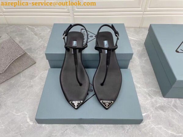 Replica Prada Thong Sandals In Black Brushed Leather 5