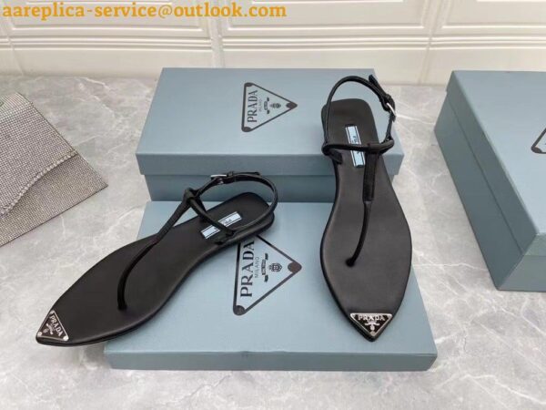 Replica Prada Thong Sandals In Black Brushed Leather 6