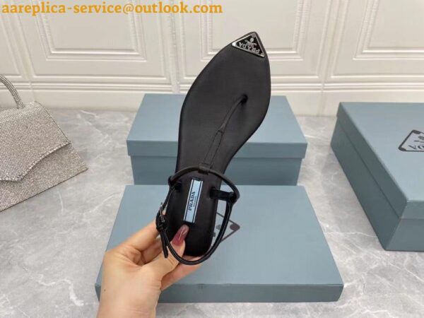 Replica Prada Thong Sandals In Black Brushed Leather 8