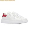 Replica Prada Women's Macro Sneakers In White and Black Leather