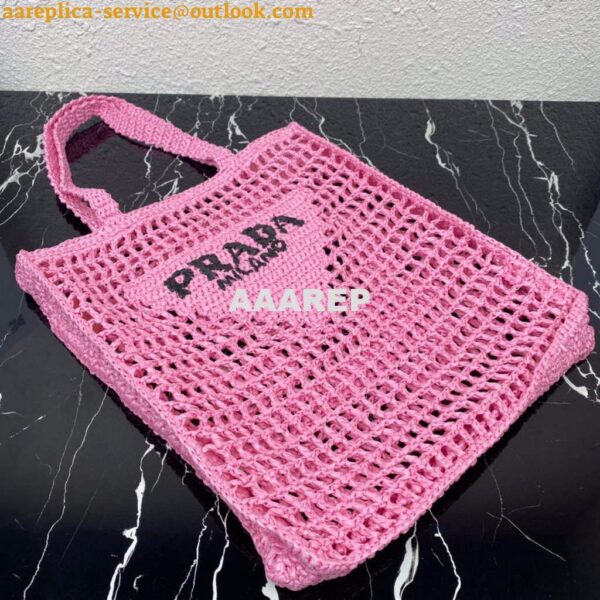Replica Prada 1BG393 Raffia tote bag Rose red 3