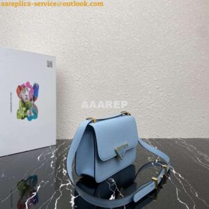 Replica Prada 1BD320 Prada Emblème Saffiano Shoulder Bag Light Blue 2