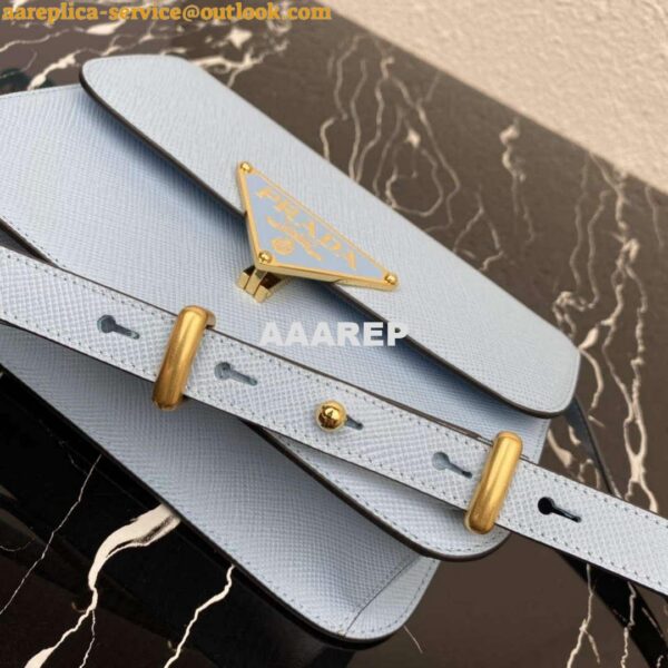 Replica Prada 1BD320 Prada Emblème Saffiano Shoulder Bag Light Blue 7