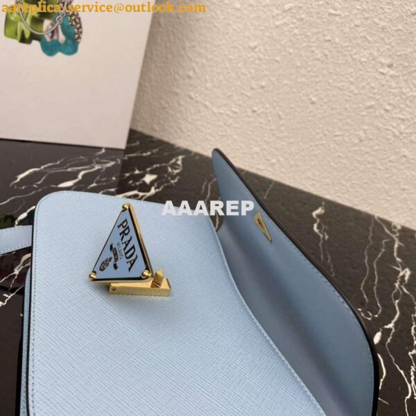 Replica Prada 1BD320 Prada Emblème Saffiano Shoulder Bag Light Blue 8